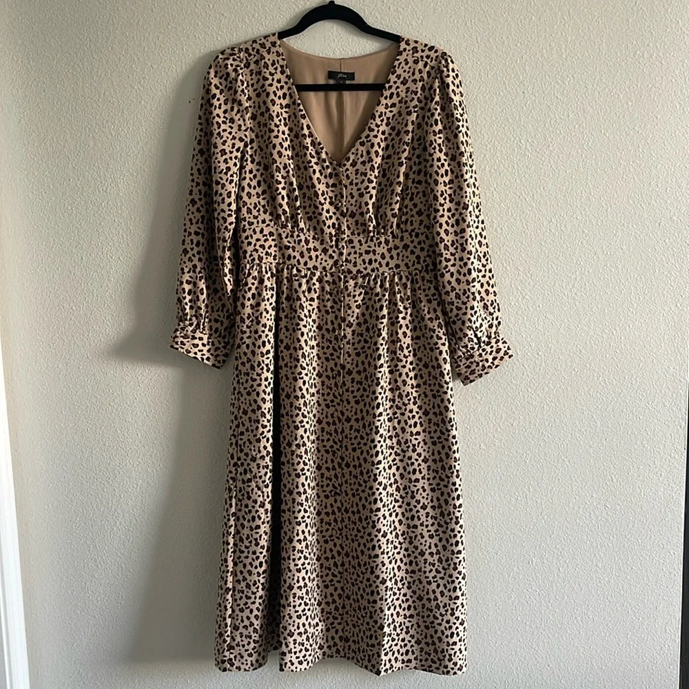 J.Crew Leopard Print Midi Dress - Picture 1 of 8